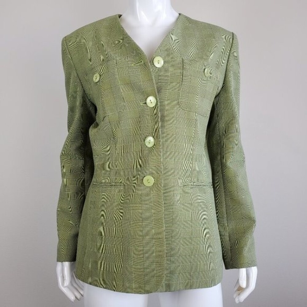Vintage 90's Clio Green Plaid Blazer